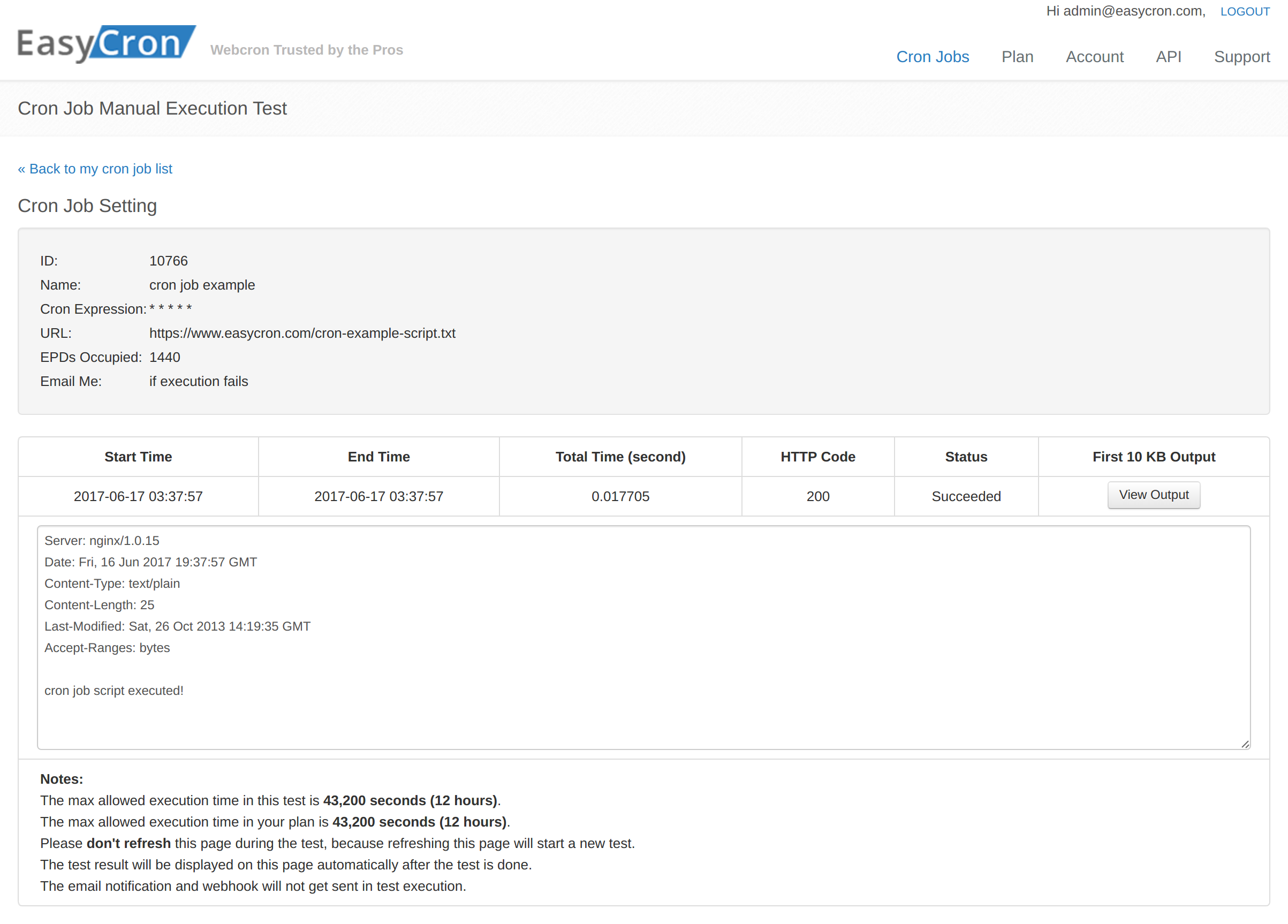 How to test if a cron job is working